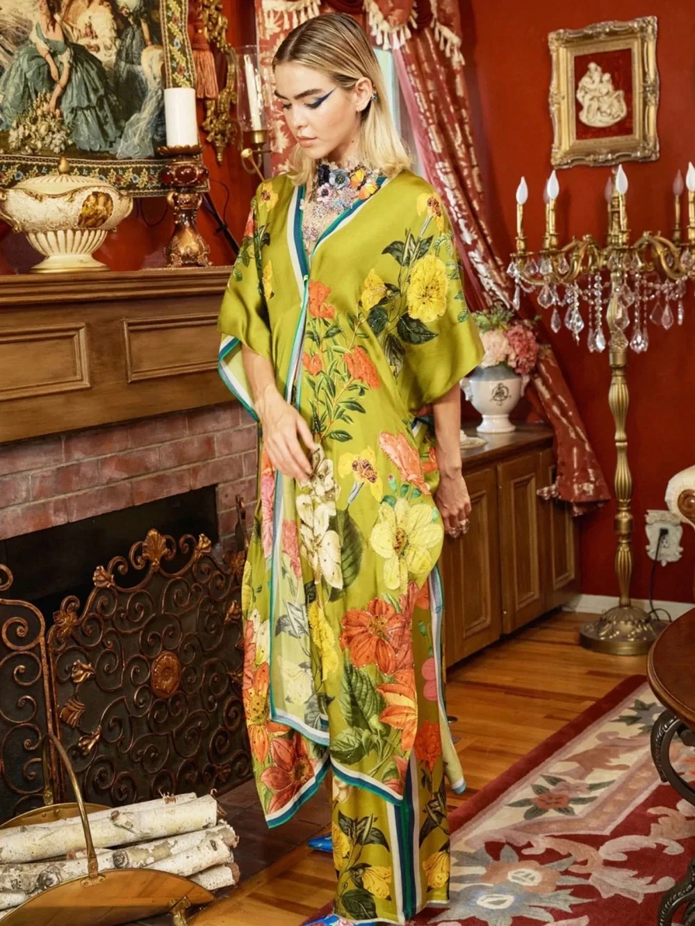 French Riviera Hand-Beaded Kimono by Aratta, NWT